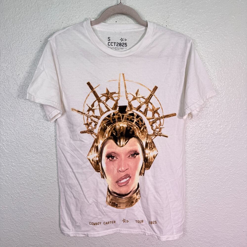 Beyonce Cowboy Carter Shirt Women Small Golden Crown Graphic Tee Tour Merch 2025